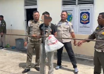 Satpol PP Batang Hari, Ciduk Pencuri Umbul-Umbul Serta Rantai Pembatas Alun-Alun Batang Hari.