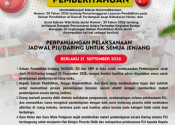 ISPU Masih Tinggi, Pemkot Jambi Perpanjang PJJ Pada 21 September 2026
